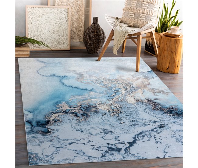 Alfombra lavable ANDRE 2248 Mármol 120x170 Azul