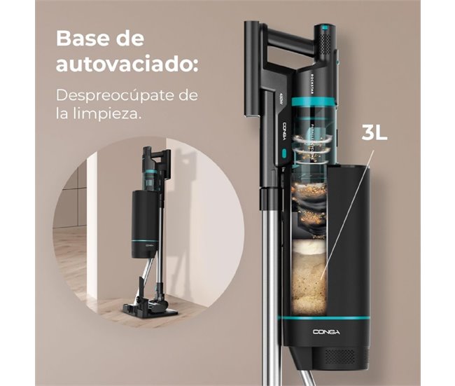 Aspirador vertical BLDC Conga Rockstar 10000 Nebula Station Cecotec Negro