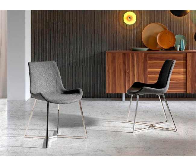 ANGEL CERDA Silla comedor tapizada tela gris Gris