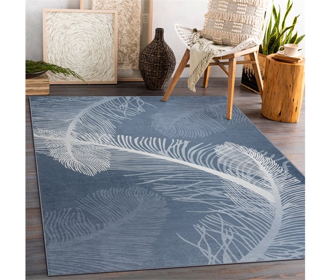 Alfombra lavable ANDRE Plumas 160x220 Azul