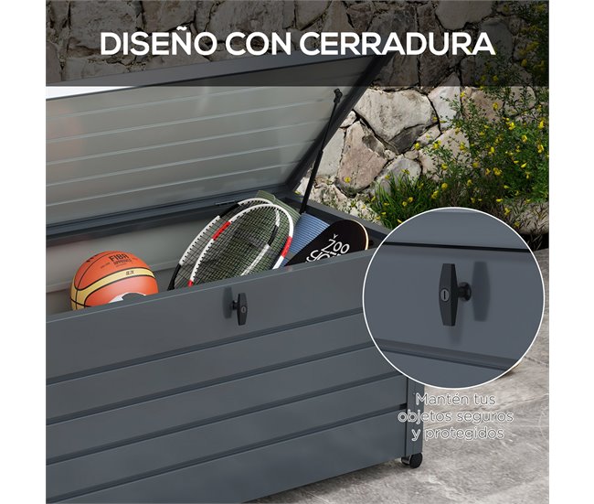 Baúl de Exterior Acero Galvanizado Outsunny Gris
