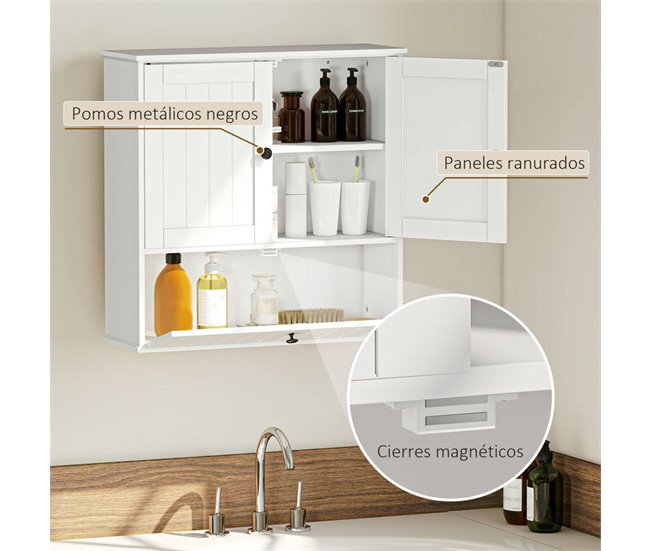Armario de Pared MDF HOMCOM, hogar - baño Blanco