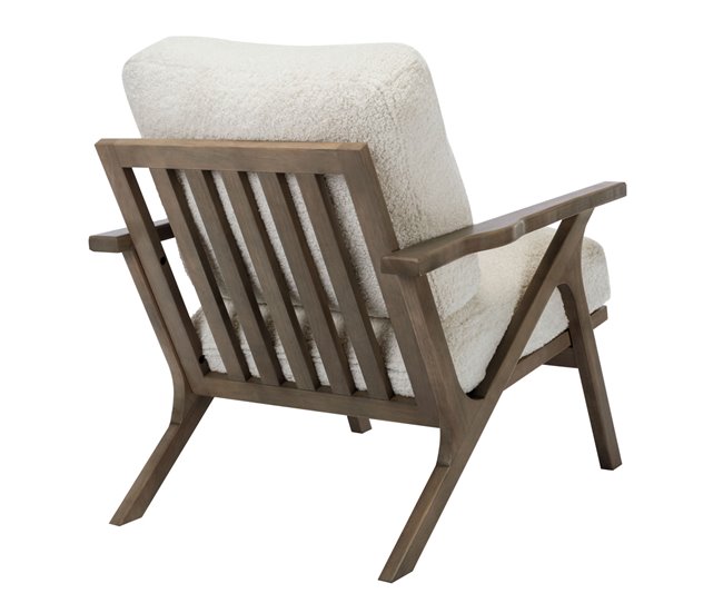 ALAN - Sillón de salón en tejido rizado Army y madera Crudo