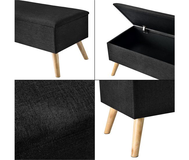 Banco Salford tapizado con almacenaje Salford 79x39 Negro