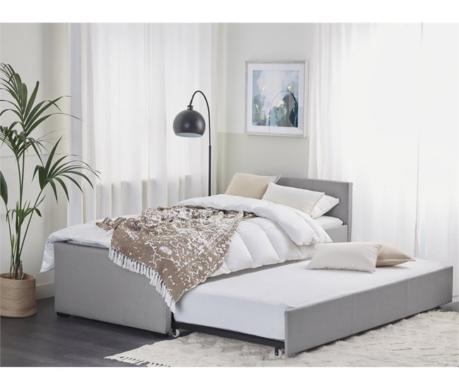 Beliani Cama con somier Poliéster MARMANDE 96x214 Azul Marino