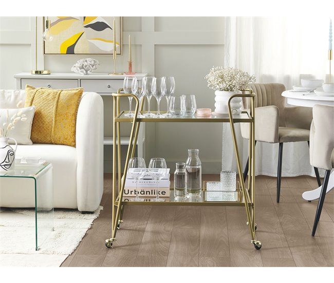 Beliani Carrito de cocina NOTI Dorado