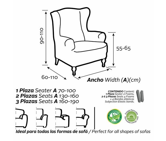 Funda para sillón orejero NIAGARA Rosa