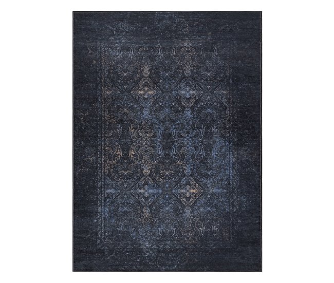 Alfombra lavable ANDRE 1058 Ornamento vintage 80x150 Negro