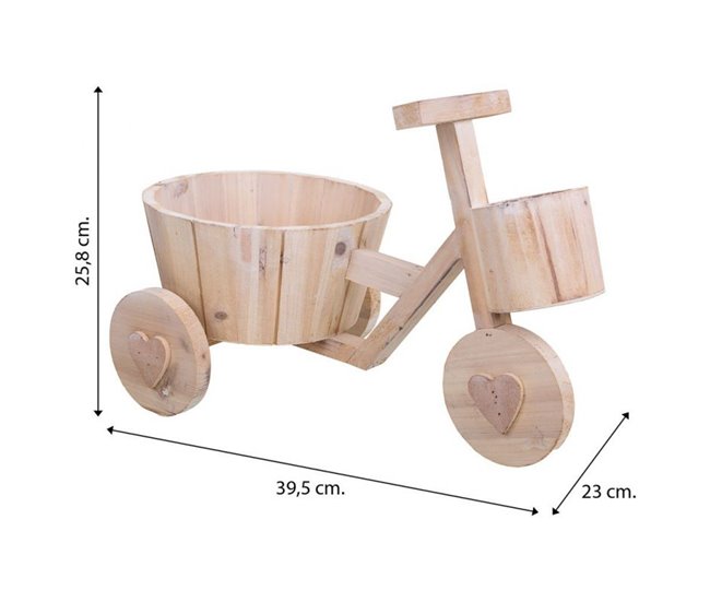 Bici Macetero de madera Marron