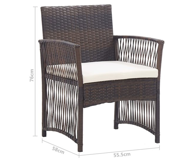 2 Sillones de jardín de ratán sintético con cojines Marron