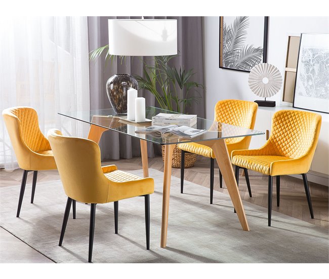 Beliani Mesa auxiliar HOUMA 90x180 Transparente