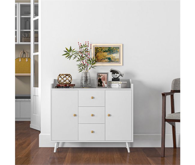 Aparador de Salón Melamina de Madera HOMCOM Blanco