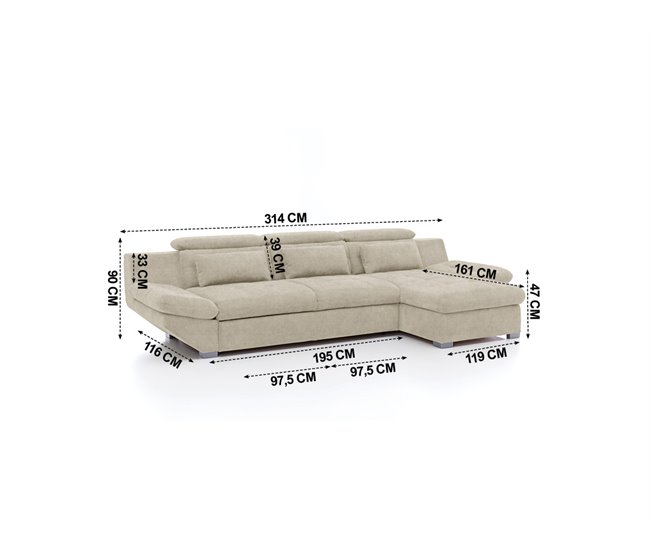 Chaise longue convertible en cama ETERNITY Beige