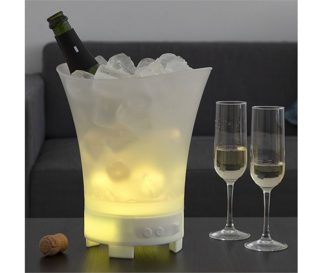 Cubitera LED con Altavoz Recargable Transparente