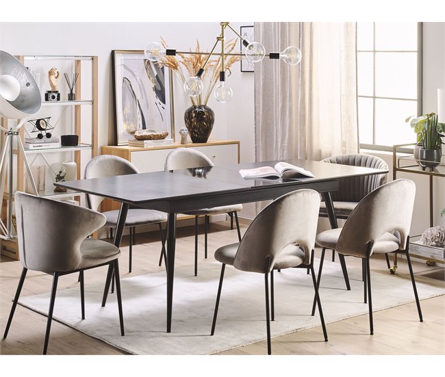 Beliani Mesa de comedor extensible MALDON 90x160 Negro