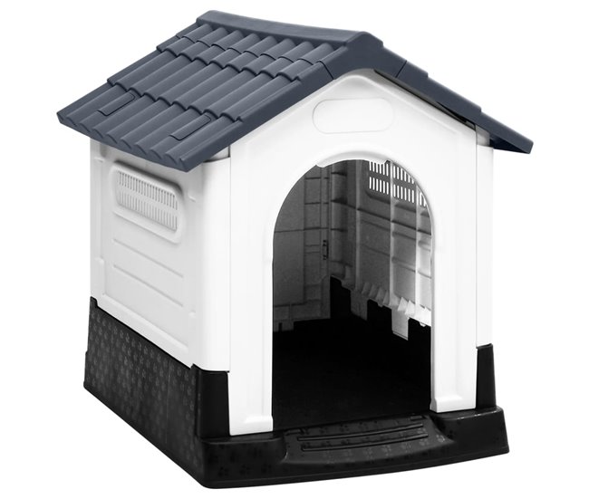 Caseta Para Perros Blanco/ Gris