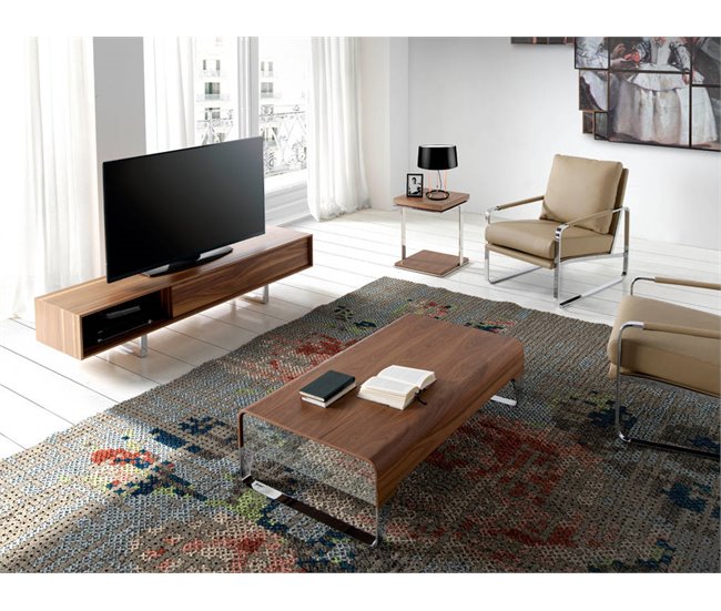 ANGEL CERDA Mueble TV nogal patas acero Nogal