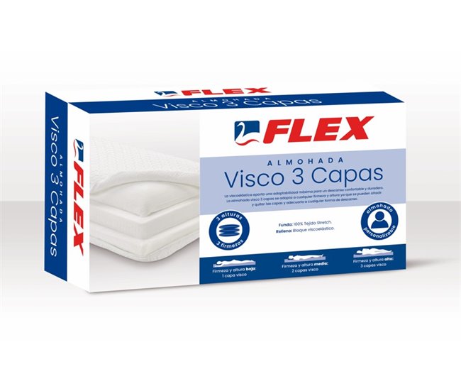 Almohada VISCO3CAPAS medida 70cm marca Flex Blanco