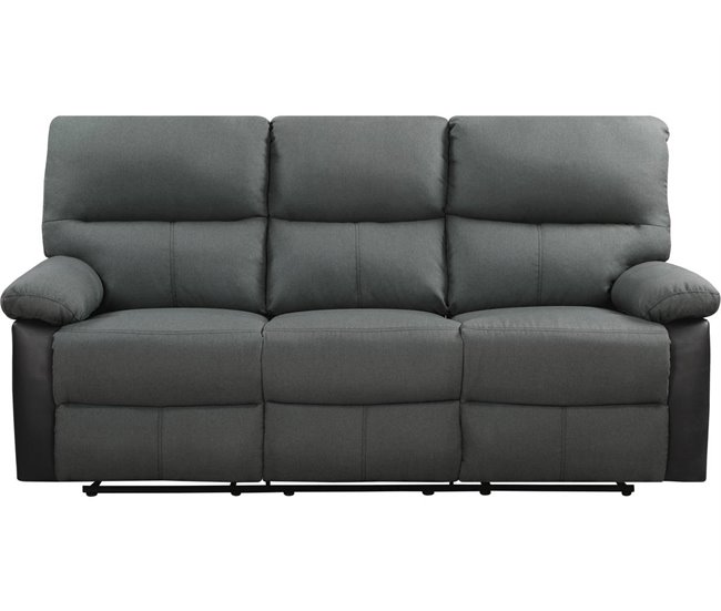 Sofá reclinable 3 plazas Negro/ Gris