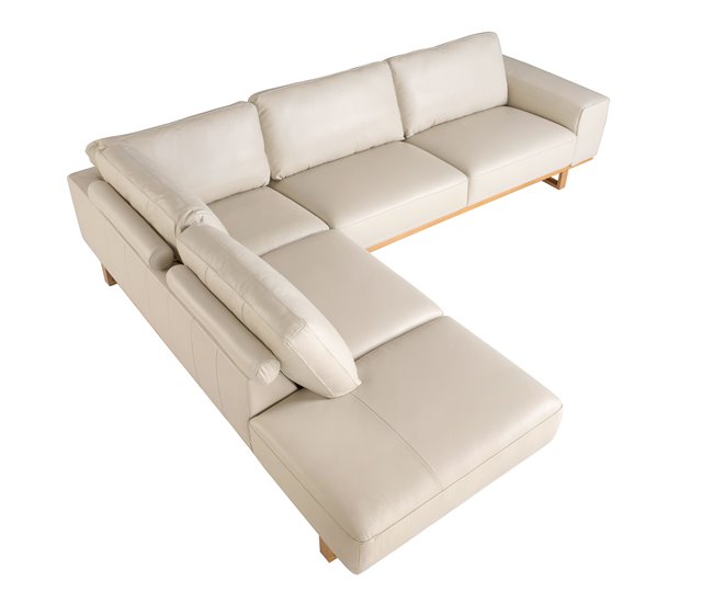 ANGEL CERDÁ Sofá rinconera izquierda piel Madera