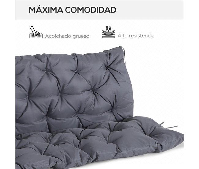 Cojín para Banco con Respaldo Poliéster, Algodón Outsunny 150x98 Gris