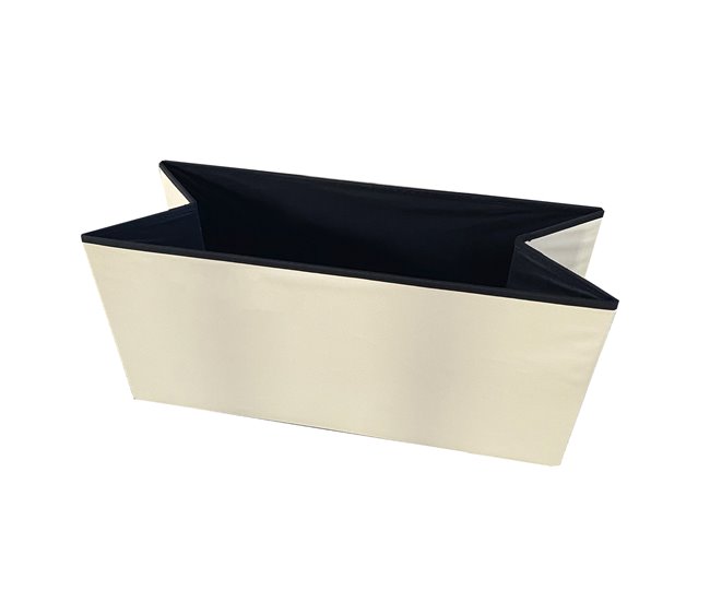 Puff Ottoman Almacenaje Rectangular Polipiel Plegable Beige