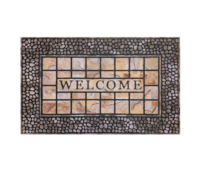 Acomoda Textil – Felpudo de Entrada, Alfombra Rectangular de Goma Gris