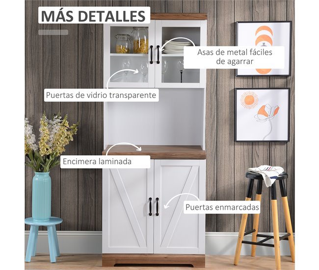 Alacena de Cocina MDF HOMCOM, hogar - cocina 72 Blanco