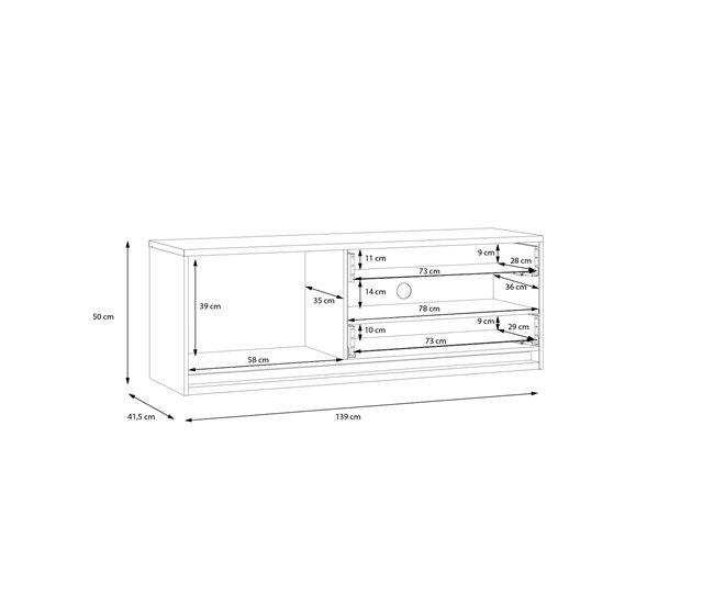 Mueble tv 1 puerta 2 cajones MONTREAL Blanco Brillo