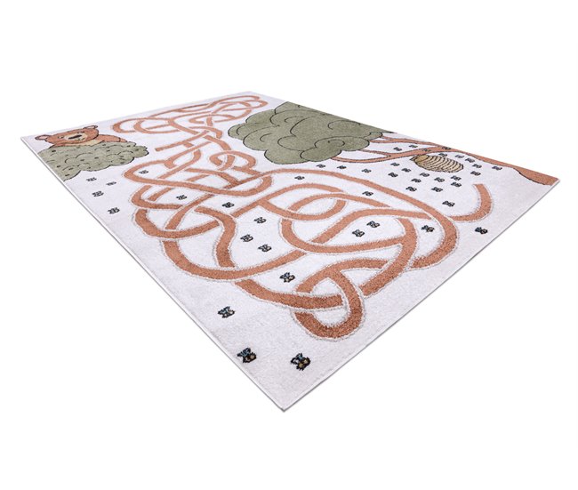 Alfombra FUN Honey para niños oso abejas 180x270 Blanco