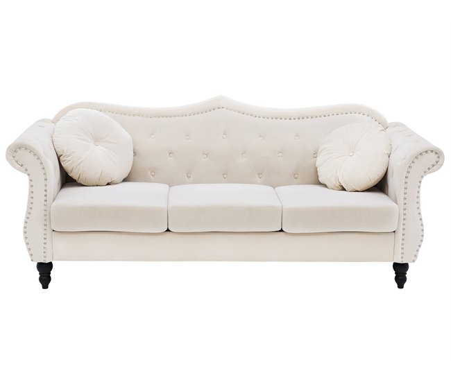 Beliani Sofá de 3 plazas Terciopelo SKIEN Beige