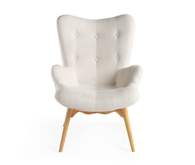 ANGEL CERDA Sillón tapizado tela capitoné Beige