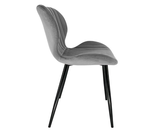 2x Silla tapizada capitoné de terciopelo SJ.17 Gris