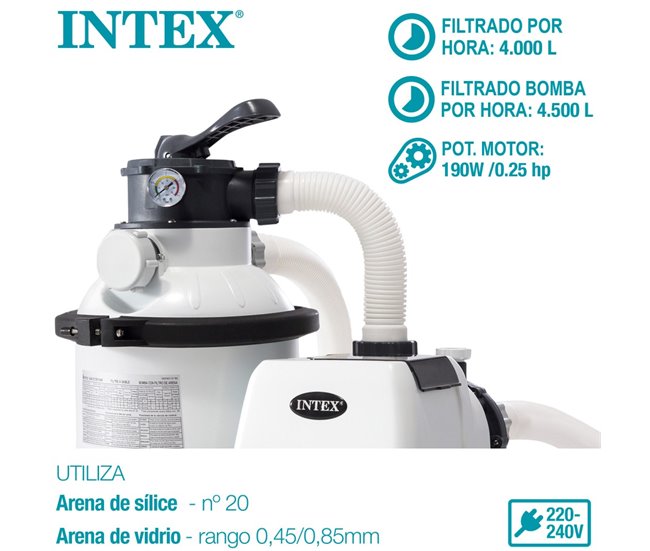 Depuradora de arena INTEX Krystal Clear 5.700 l/h 0,25 hp Gris