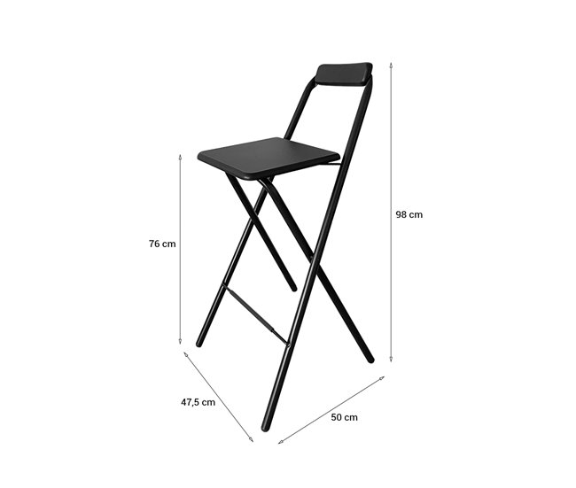 Acomoda Textil – Taburete de Bar Plegable. Negro