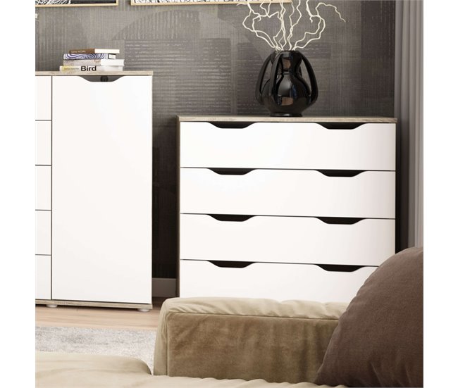 Cómoda con 4 Cajones Roble Sonoma Multicolor