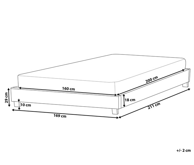 Beliani Cama con somier Poliéster ROANNE 169x211 Beige