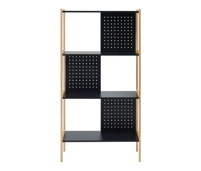Librería Dønna de 4 niveles MDF Negro/ Crema