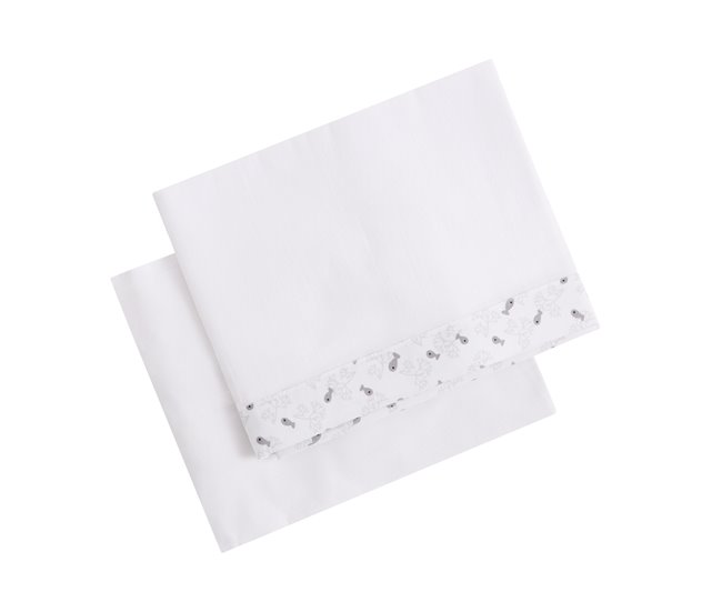 Sábana bajera + encimera para cuna Blanco/ Gris