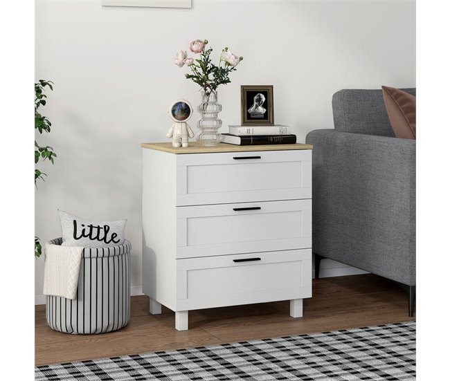 Cómoda Melamina de Madera, MDF HOMCOM Blanco