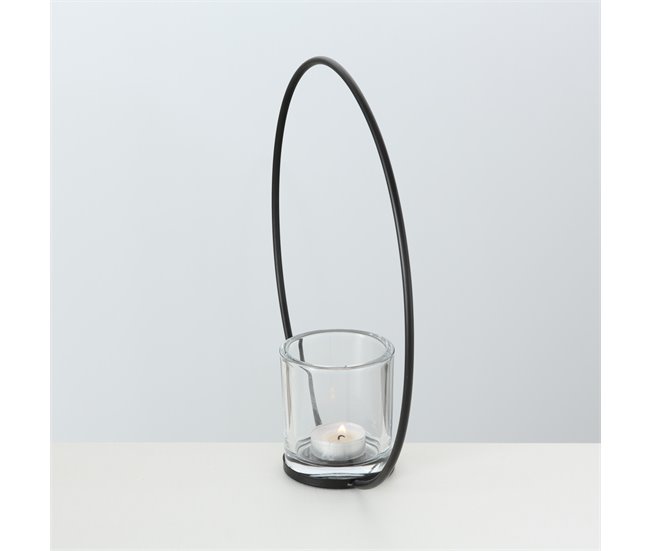 Porta velas meta negro RUMBA 30cm Negro