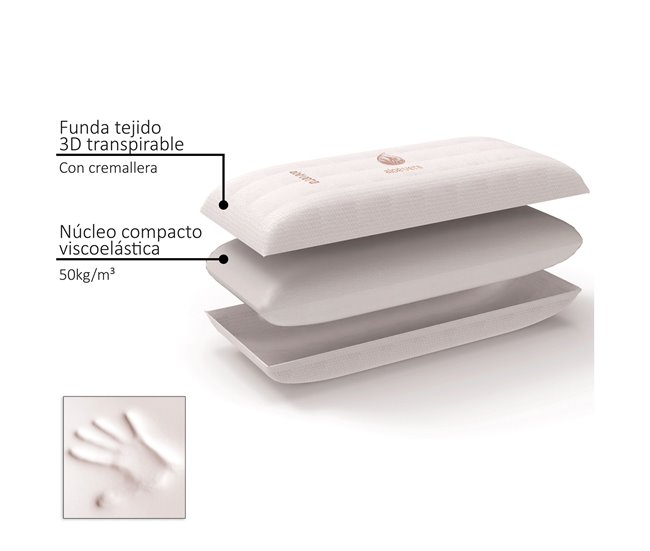 Vipalia Almohada Viscoelástica Compacta. Con tratamiento de Aloe Vera Blanco Veta