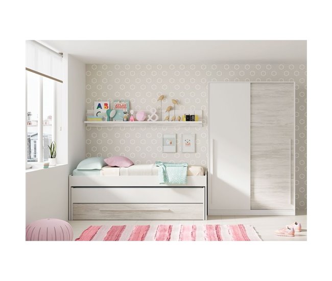 Cama y estante sin somieres y colchones Blanco