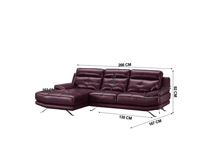 Chaise longue de piel HAWAI Rojo