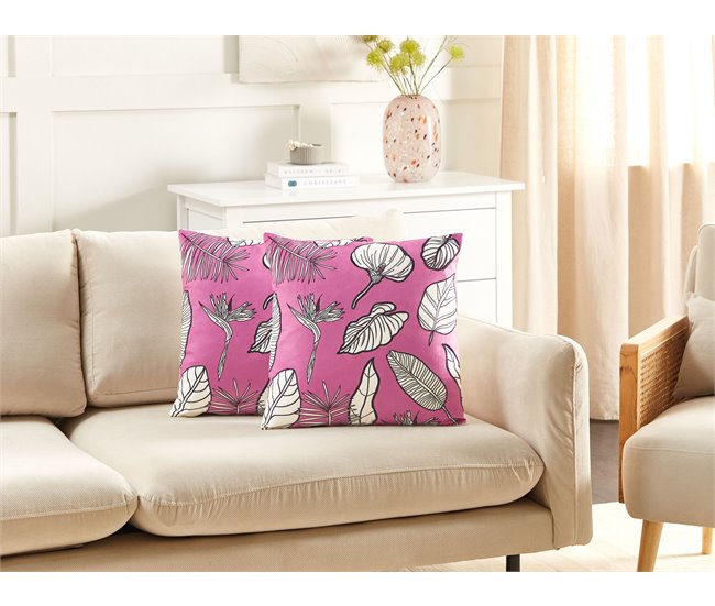 Beliani Cojín decorativo MALVA Rosa