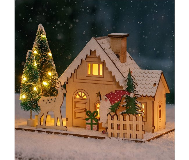Casa navideña decorativa con 11 Luces LED Multicolor