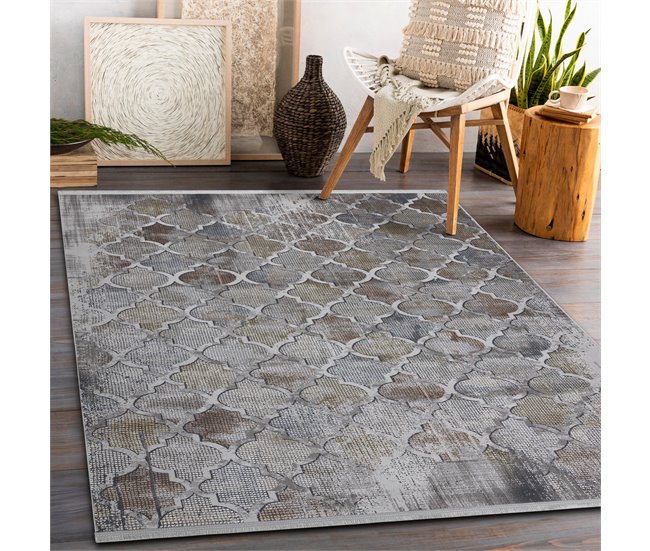 Alfombra LUCE 75 moderna Trébol marroquí­ vintage Structural 77x150 Gris