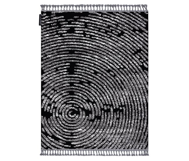 Alfombra MAROC G8499 Franjas Bereber marroquí Shaggy 120x170 Negro