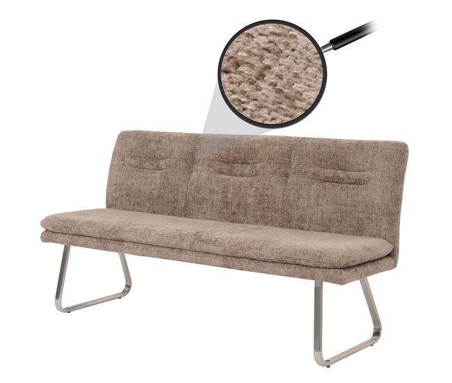 Banco de comedor tapizado con respaldo en tejido chenilla Gris