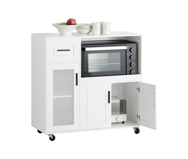 Aparador de Cocina para Microondas con Ruedas SoBuy FSB78-W 40 Blanco